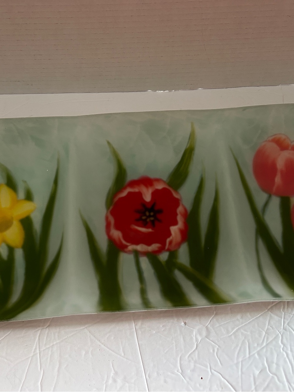 Frosted Floral Glass Divided Platterwith Red Tulip Accent